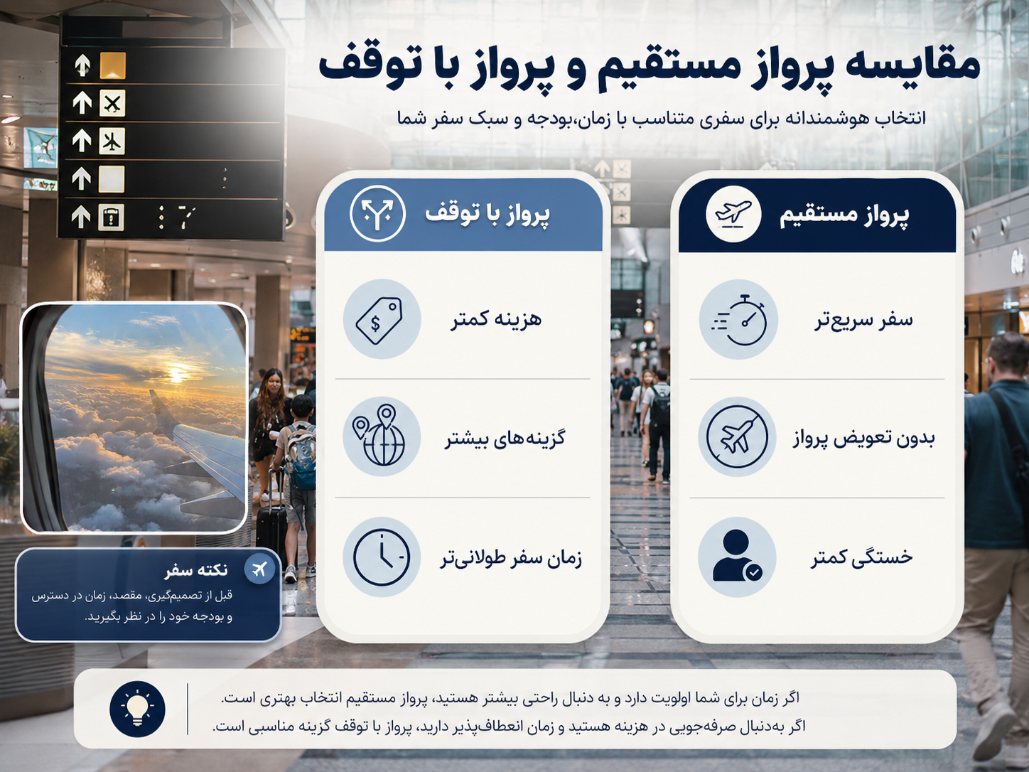 تفاوت پرواز مستقیم و پرواز با توقف چیست